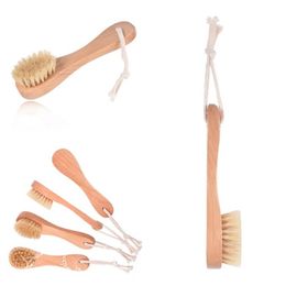 Hot Boar Bristle Facial Brushes Scheerkwast Houten Handvat Gezichtsreinigingsborstel Huidverzorging Reinigingsgereedschap Homare T2i5758