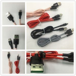 Cables USB trenzados calientes Tipo C V8 Micro 1M / 3 pies 2M / 6 pies 3M / 10 pies Datos 2A Cable de cargador rápido Línea de cuerda tejida y cable C a C para teléfono