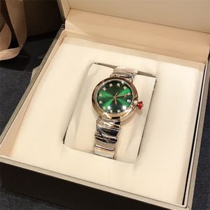 Hot Brand Fashion Luxury Watch Green Dial Moeder van Pearls Dial Automatiic Watch Snake Riem Rose Gold kleur Roestvrij staal 201114