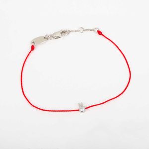 Bijoux en argent Sterling 925 pur, chaîne en argent, couleur or, Bracelet lapin, bijoux de fête de mariage, corde rouge fine, tendance