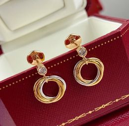 Hot Brand trois cercles mélangent une goutte boucles d'oreilles pendantes bijoux de mode femme boucles d'oreilles triples signe de fête logo bijoux de qualité supérieure v or