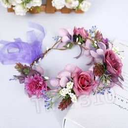 Heet bruids kransen decoratieve bloemen bruiloft decoratie hoofdtooi kinderen romantische simulatie bloemen hoofdbandpartywaret2i5613