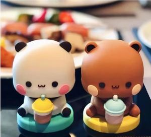Hot bubu et dudu panda ours silhouette poupée boba thé kawaii figurines collection de jouets ornements pour fans girls enfants cadeau