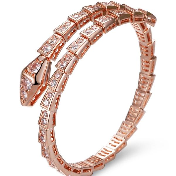 Bracelet en acier inoxydable bulgare chaud bijoux plein strass lettres forme de serpent bracelets or argent rose couleurs femmes bracelets pour hommes pour la fête de mariage