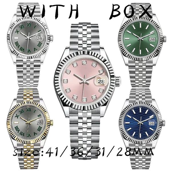 HOT CAKE Reloj mecánico automático para hombres 36/41MM 904L todos los relojes de acero inoxidable Reloj de pulsera impermeable de zafiro súper luminoso con batería de cuarzo 28/31 para mujeres