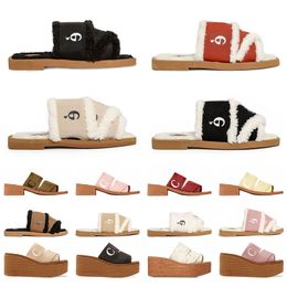 hete canvas slippers damesschoenen kanten belettering houtachtige platforms platte slippers casual mode comfortabele sandalen LeThe zomer kaki groen blauw strand sandalen