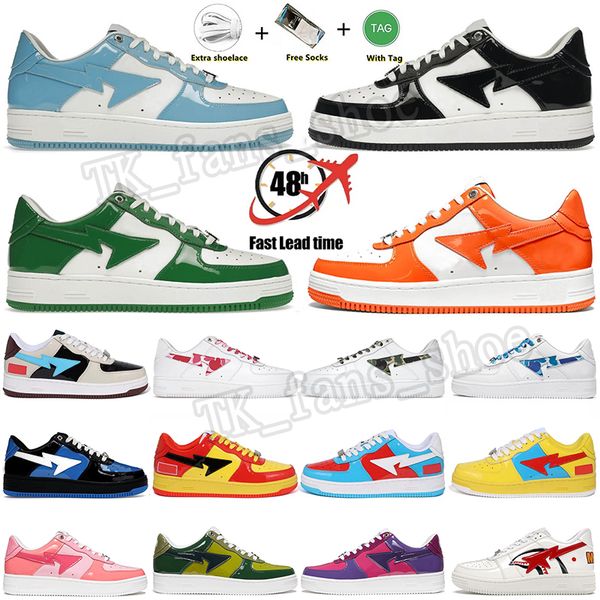 Zapatos casuales calientes Bapestar Un mono de baño Hombres Mujeres Zapatos estrella al aire libre Charol Blanco Azul Camo Rosa Tiburón Negro Blanco Beige Plataforma Zapatillas SK8 Zapatilla de deporte para correr