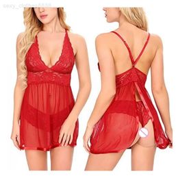 Chaud pas cher érotique dentelle transparente maille transparente broderie dos nu vêtements de nuit femmes Lingerie Sexy grande taille femmes sous-vêtements sexy