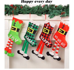 Hot Kerst hangende kousen 21,5 inch lange sokken Kerstboom open haard winkel raamdecoratie gelukkige vreugde hoho