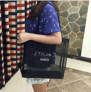 Sac de shopping en maille avec logo blanc classique, sac de voyage à motif de luxe, sac de lavage pour femmes, rangement de maquillage cosmétique, étui en maille DHL