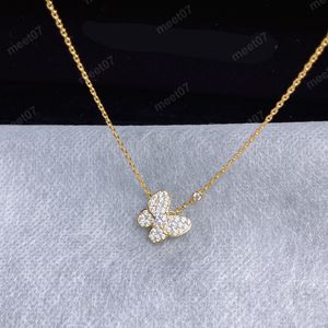 Collar de gargantilla de diseño de mariposa delicada con diamantes clásicos, collares lindos chapados en oro de 14 quilates