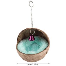 Coconut Shell Bird Nest House Lit avec coussinet chaud pour perroqueter parakeet hamster rat souris chinchilla cage jouet niching