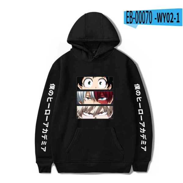 Caliente Comic My hero academia sudaderas con capucha hombres mujeres sudaderas otoño Hip Hop niños con capucha Casual niños niñas adecuado negro jerseys Y1109