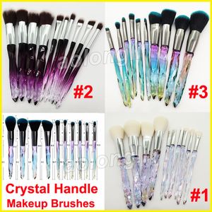 Hot Make-up Borstels 10 stks / set Diamond Crystal Handvat Borstel Oogschaduw Borstels Gezicht Foundation Powder Contour Concealer Brush Cosmetica Tools