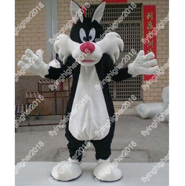 Chaud mignon chat noir mascotte costume unisexe dessin animé thème thème personnage carnaval hommes femmes robe de noël fantaisie performance robe de soirée