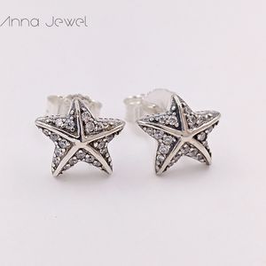 Joyas de diseño caliente Auténtica plata de ley 925 Tropical Starfish Stud Pendiente Pandora Pendientes mujeres de lujo Día de San Valentín regalo de cumpleaños 290748CZ