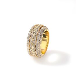 HOT Diamante draaibare ringen, mens hiphop Cubaanse ringen, gold plating diamant man ringen, paar ringen voor gift NRT1410