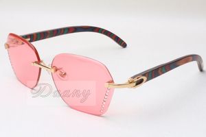 Hot Diamond eindeloze zonnebril 8200728 Hoogwaardige mode-zonnebril Pauwkleurige houten bril Afmeting: 58-18-135 mm