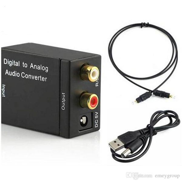 Adaptateur de convertisseur Audio numérique vers analogique, Fiber optique numérique coaxiale RCA Toslink, convertisseur de Signal vers Audio analogique RCA pour DVD