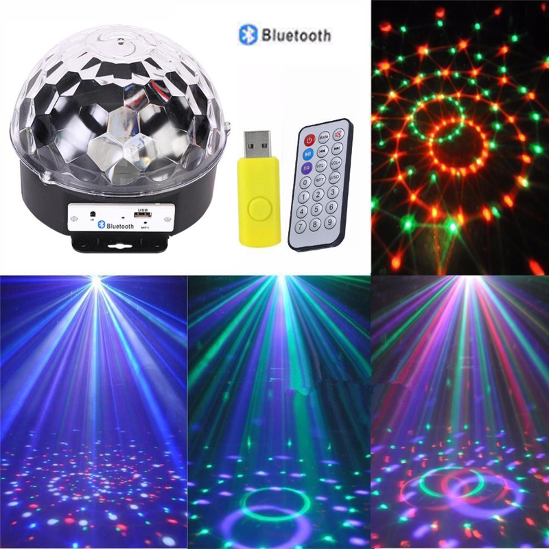 Hot Disco sans fil Bluetooth MP3 DJ Éclairage de scène RGB Crystal Magic Ball MP3 USB Light DMX512 Digital LED Party light avec télécommande