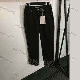 Hot Drill Jeans Designer Taille Haute Pantalon En Denim À Jambes Larges Mode Femmes Jeans Pantalon Roulé