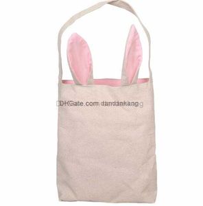 Bolsas de lona de conejito de Pascua caliente de la Pascua de dibujos animados de conejo canasta de viajes al aire libre bolsos para el hombro para niños bolsas de almacenamiento de regalo