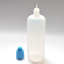 Envío gratis Hot Empty E-cig Liquid Plastic Dropper Bottle con tapa a prueba de niños Punta de aguja 120ml Soft PE 1pcs ZDPT
