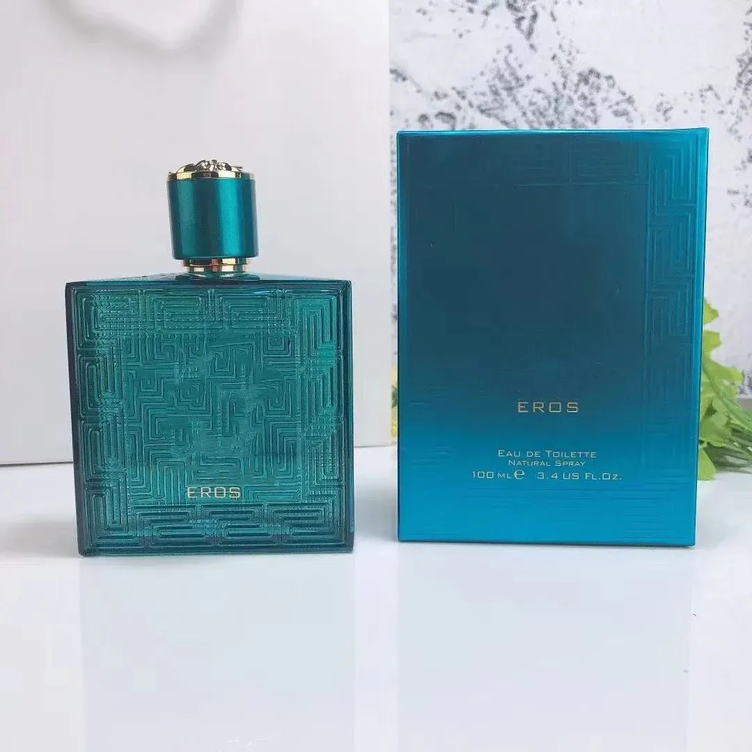 Eros quente masculino perfume 100ml azul eau de toilette cheiro de longa duração edt eros amor chama garrafa vermelha fragrância spray colônia navio rápido