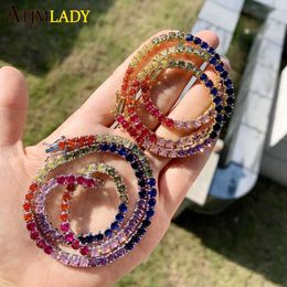 Hot Fashion de 4 mm multicolor de cadena de tenis helada bling colorido arcoiris cz collar de gargantilla para mujeres joyas de hip hop joyas
