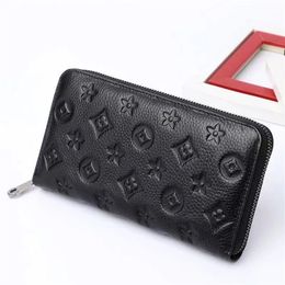 Hot Fashion Black empreinte vrouwen clutch lady dames lange portemonnee pu leer enkele rits portefeuilles klassieke maïs portemonnee kaarthouder 60017 portemonnee kaarthouder tas