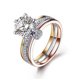 Anillos de banda de diseñador de marca de moda caliente para mujer 2 colores plata brillante cristalino Bling diamante CZ anillo de circón joyería de boda para fiesta