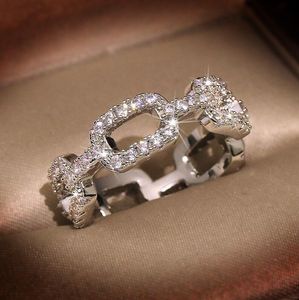 Anillos de diseñador de marca de moda caliente para mujeres joyas de anillo de cristal brillante con CZ Diamond Stone tamaño 6-10