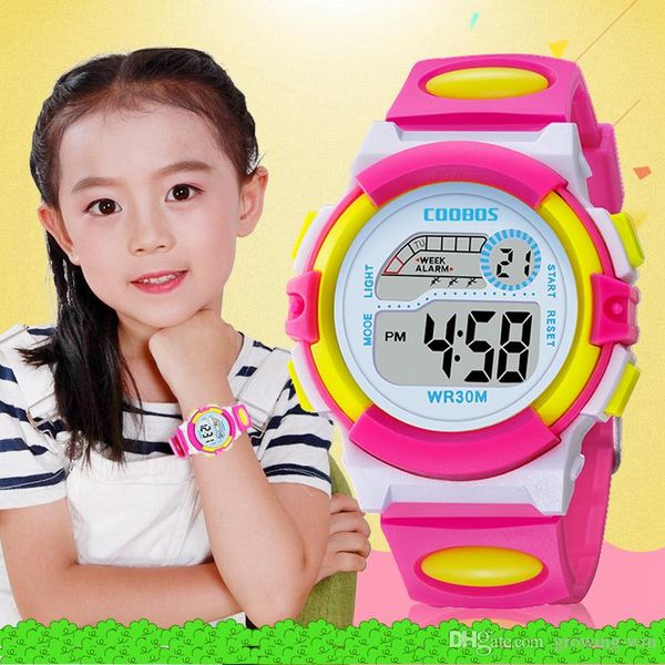 Moda novedosa colorido niñas niños niños deporte led reloj digital multifunción niños regalo cumpleaños fiesta relojes de pulsera