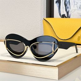 Lunettes de soleil de créateur de mode chaude pour les verres d'œil de chat en métal à double cadre pour femmes