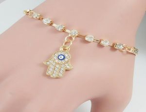 Hot Fashion Europese en Amerikaanse mode eenvoudige set met diamant boze oog de hand van Fatima eenvoudige armband stijlvolle cssic delicate elega7767510