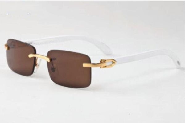 HOT mode lunettes de soleil de sport pour hommes carré clair lentille corne de buffle lunettes sans monture cadre surdimensionné vintage métal doré lunettes de soleil avec boîte