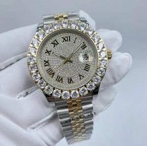 Hot fashion topontwerper diameter 43 mm grote diamant niet gerepareerd staal automatische mechanische heren vouwknop Heren sportmachines horloge Horloges