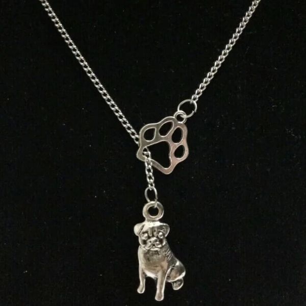 Hot Fashion Vintage Argent Infinity Symbole Connexions Chat / Chien Patte Bull Chien Carlin Chien Charmes Pendentif Collier - 48