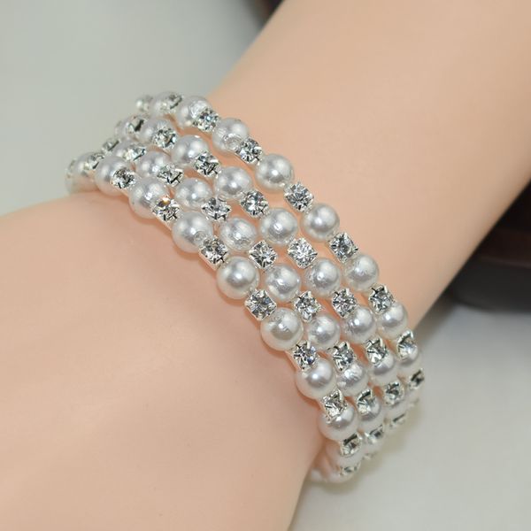 Pulsera de cristal de perla de falso caliente accesorios de boda de joyas de novia dama fiesta de fiesta joyería pulsera nupcial mujer envío gratis