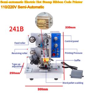 Imprimante d'étiquettes de codage de Date d'expiration de codeur de timbre Foll 110/220V semi-automatique électrique 241B Machine d'impression de ruban thermique de couleur