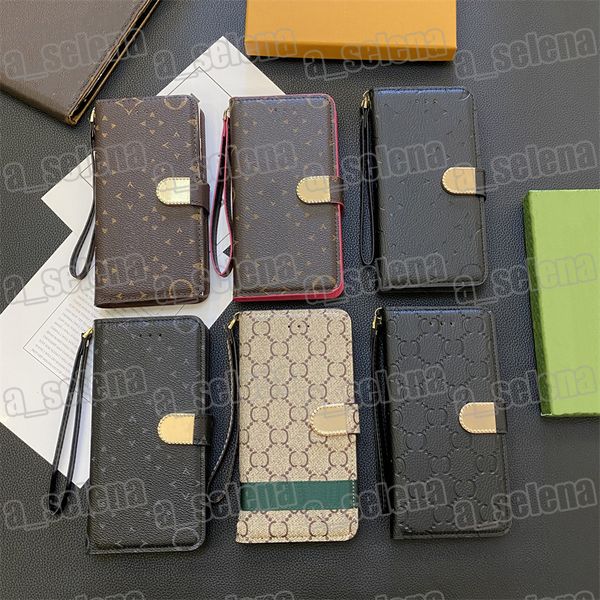 Designers Cois de téléphone portable universel pour iPhone Samsung Huawei Xiaomi Lettre en cuir Couverture arrière mobile avec poche du support de carte