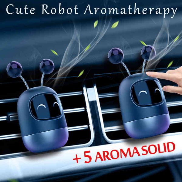 Ambientador caliente lindo Robot aromaterapia salida de aire automática difusor de Clip de fragancia de larga duración + Perfume sólido para coche