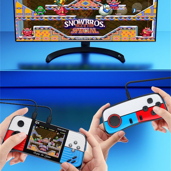 Hot G9 Handheld Portable Arcade Game Console 3.0 pouces HD Screen Gaming Players Bulit-in 666 Classic Retro Games TV Console AV Output avec deux contrôleurs Dropshipping