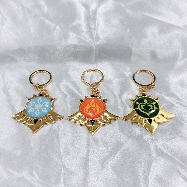 Jeu chaud Anime métal bijoux porte-clés Genshin Impact Cosplay porte-clés 7 éléments armes oeil de dieu accessoires enfants jouets cadeaux