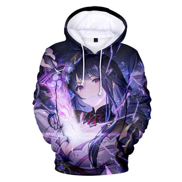 Hot Genshin Impact Sweats à capuche Anime Jeu Raiden Shogun Hommes Femmes Mode Sweat-shirt Pull Harajuku Streetwear Garçons Filles Vêtements Y220713