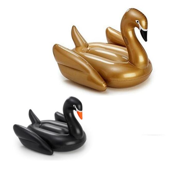 Hot cygne noir doré flotte piscine gonflable matelas jouet tube de canard adulte géant Flamingo radeau salon air anneau de natation jouets de plage