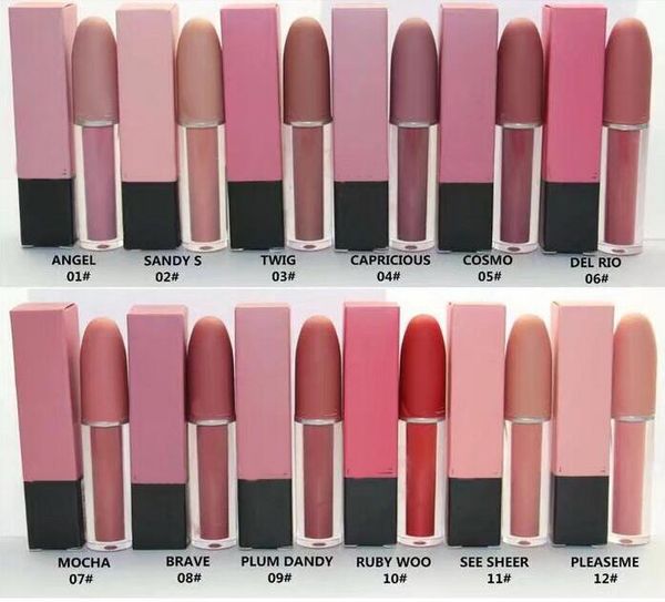 24 piezas brillo de labios CALIENTE buena calidad Más bajo Más vendido buena venta Nuevo colorete líquido mate / lápiz labial 4.5 g