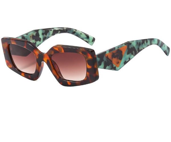 Hot Green Gem Gafas de color turquesa Gafas de sol Diseñador Mujeres de lujo Marco cuadrado de carey Tonos geométricos HD Logotipo de triángulo SPR15Y Marco pequeño Ojo de gato