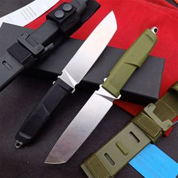 Hot H1215 ER Survival Couteau droit N690 Stone Wash Tanto Point Lame Full Tang TPV Forprene Poignée Couteaux à lame fixe avec Kydex