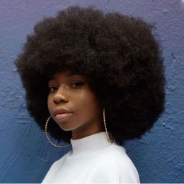 coiffure chaude cheveux brésiliens Afro-Américain doux afro court crépus bouclés perruque Simulation Cheveux Humains afro court bouclés perruque